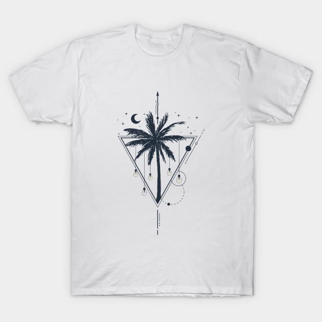 Palms With Lightbulb. Geometric Style T-Shirt by SlothAstronaut